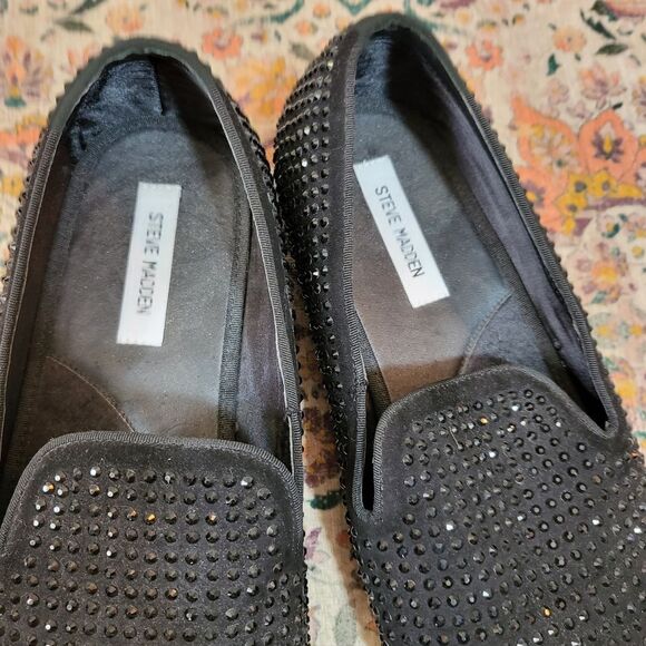 STEVE MADDEN Cavia Black Shoe | Rhinestone Studded | Slip On | size 13 main image 5